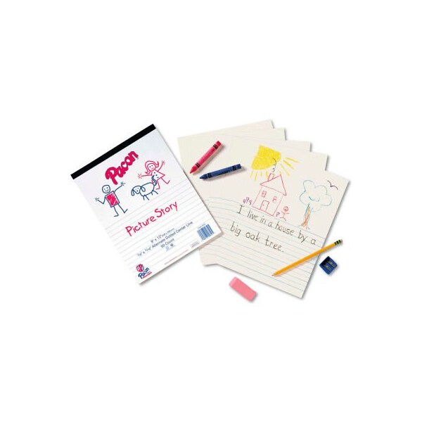 Pacon Pacon Multi-Program Picture Story Paper, 5/8in Long Rule, 12 x 9, White, 500 Sheets/Pk 2423 - main